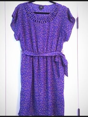 Women’s blue/purple  Printed Belted Dress